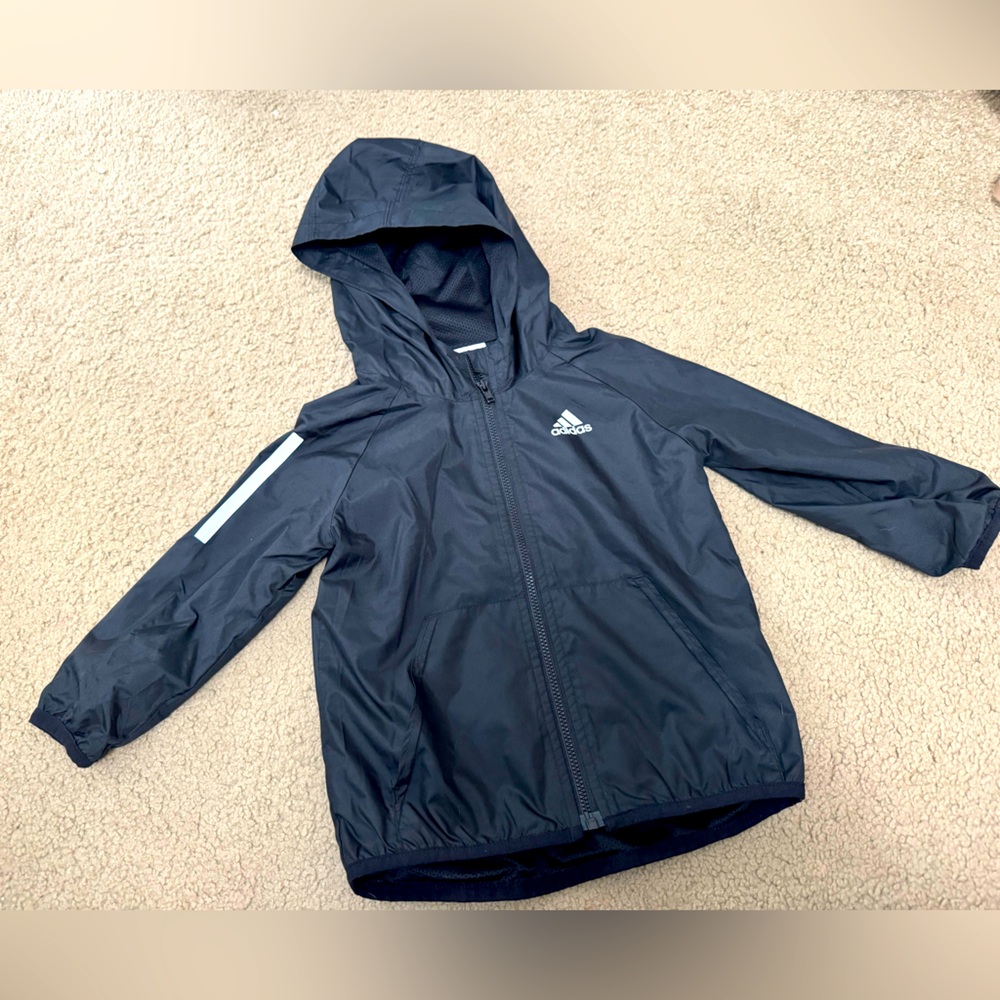 Adidas Boys 2T Black Mesh Zip Lightweight Jacket